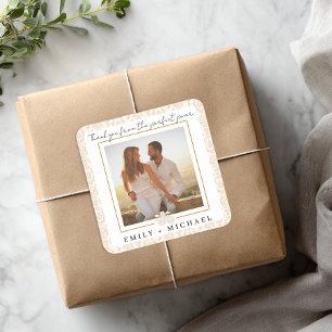 Gold Perfect Pear Photo Thank You Sticker