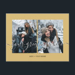 Gold Personalised 2 photos Universal Greetings Postcard<br><div class="desc">Personalised gold colour 2 best friends,  weddings or family photos Universal Greetings Postcards featuring a stylish photo collage with 2 customised images,  your greetings message in elegant handwritten script font,  your name,  date,  year,  message on the back in a modern and simple sans serif font.</div>