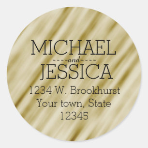 Gold Personalised address Classic Round Sticker