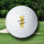 Gold Personalised Golfer Golf Balls<br><div class="desc">Here is your own personalised golf ball! A gold silhouette golfer in full swing is the background for your name in black script. No one on the course will question who this ball belongs to,  and it makes a great gift.</div>