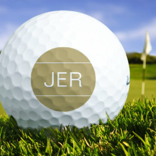 Gold Personalised Golfer Monogrammed Initial Cool Golf Balls
