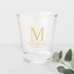 Gold Personalised Monogram and Name Groomsman Shot Glass<br><div class="desc">Classic Gold Personalised Groomsman Gifts featuring personalised monogram, groomsman's name and title in gold classic serif font style. Also perfect for Best Man, Father of the Bride and more. Please Note: The foil details are simulated in the artwork. No actual foil will be used in the making of this product....</div>