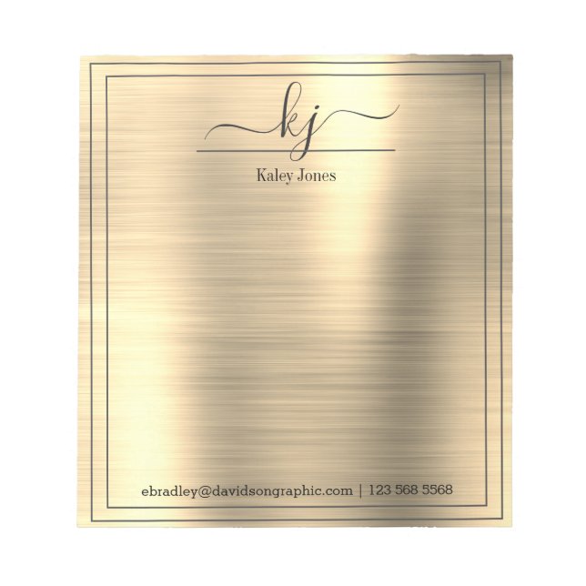 Gold Personalised Name | From The Desk Of Notepad (Front)