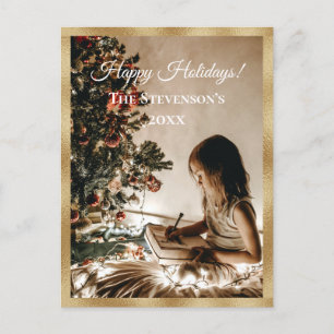 Gold Personalised Photo Happy Holidays Christmas Holiday Postcard