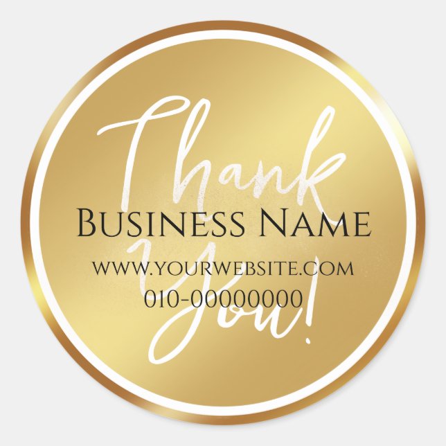 Gold | Personalised Thank You  Classic Round Sticker (Front)