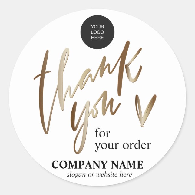 Gold Personalised Thank you Sticker set (Front)