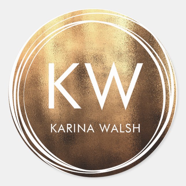 Gold personalized initial monogram stickers (Front)