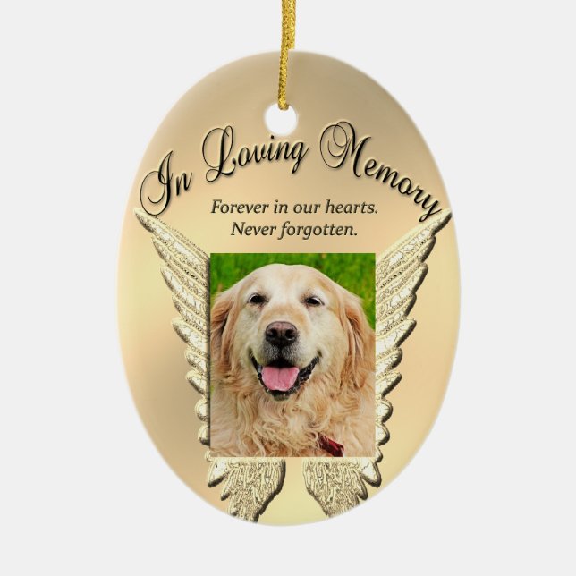 Gold Pet Memorial Add Photo Ceramic Tree Decoration (Front)