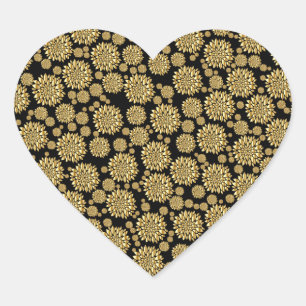 Gold Petals Heart Design Heart Sticker