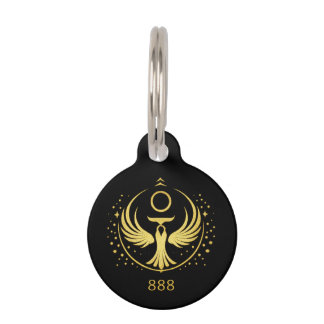 Gold Phoenix 888 Keychain | Spiritual Symbol Sigil Pet Tag
