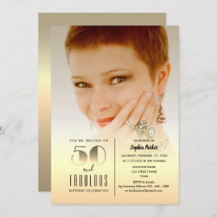 Gold Photo 50th Birthday Invitation