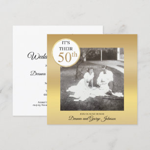Gold Photo 50th Wedding Anniversary Invitation