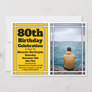 Gold Photo 80th Birthday Party Invitation