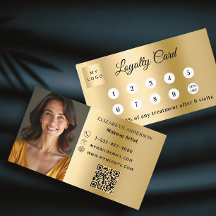 Gold photo business logo QR code loyalty card