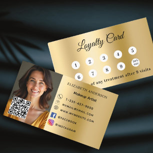 Gold photo business QR code loyalty card