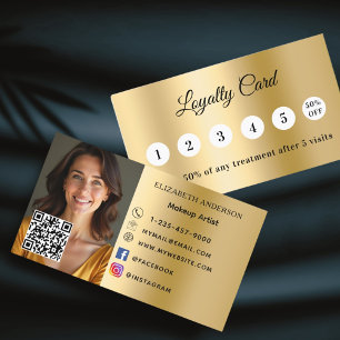 Gold photo business QR code loyalty card