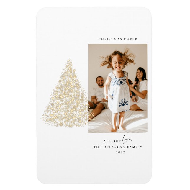 Gold Photo Christmas Cheer Card 2021  Magnet (Vertical)