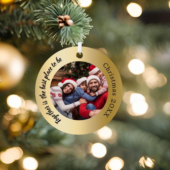 Gold photo family together quote Christmas Metal Tree Decoration (Creator Uploaded)