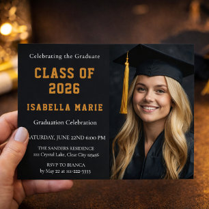 Gold Photo Graduate Announcement 2026