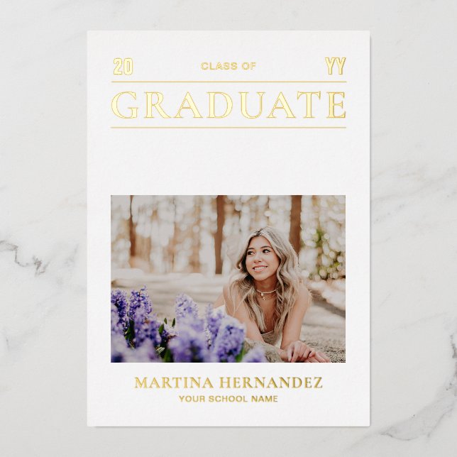 Gold Photo Graduation Announcement Card (Front)