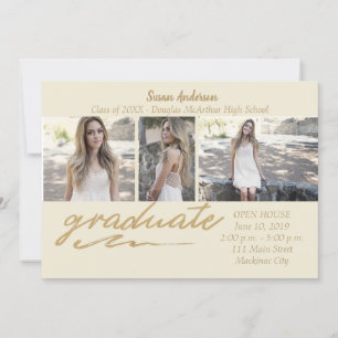 Gold Photo Graduation Party Invitation
