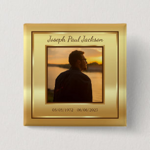 Gold Photo Memorial 15 Cm Square Badge