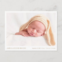 Gold Photo New Baby Boy Girl Birth Announcement