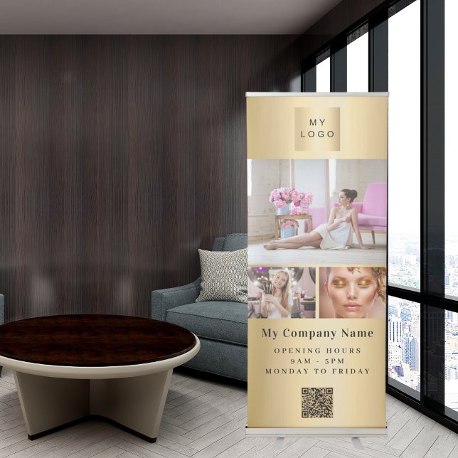 Gold photo QR code website business logo Retractable Banner (Creator Uploaded)