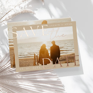 Gold Photo Wedding Save the Date Rose Gold