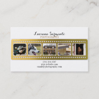 Gold Photography Camera Film Strip Business Card