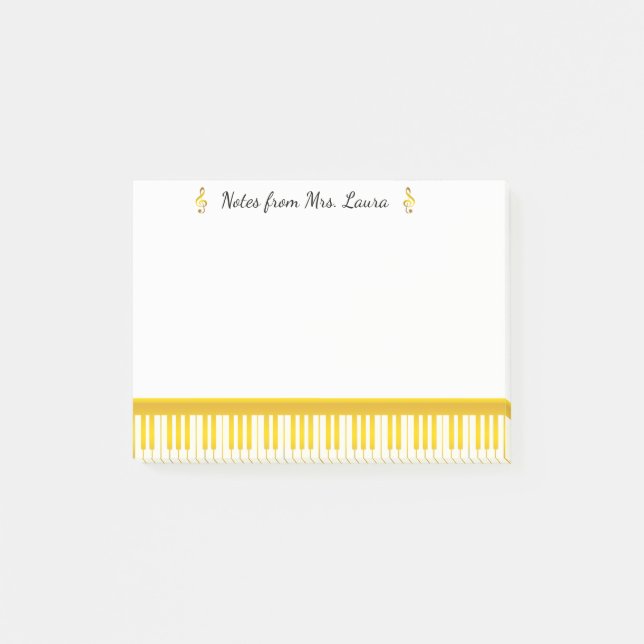 Gold Piano Keyboard Musical Instrument for Pianist Post-it Notes (Front)