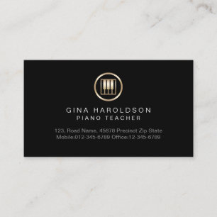 Gold Piano Keys Icon Piano Teacher Business Card