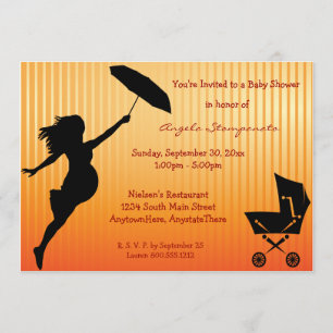 Gold Pin-Striped Baby Shower Invitation