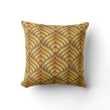 Gold Pine Comb and Black Ink Art Deco Pattern