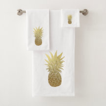 Gold Pineapple Bathroom Towel Set