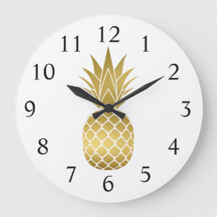 Gold Pineapple Large Clock