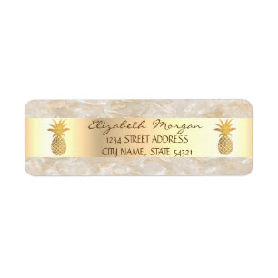 Gold Pineapple  Marble Striped  Address Label