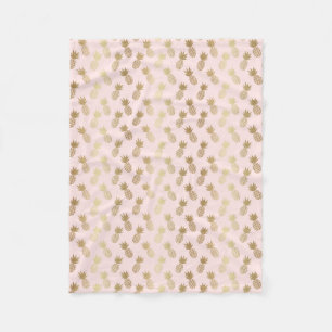 Gold Pineapple Pattern Fleece Blanket