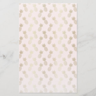 Gold Pineapple Pattern Stationery