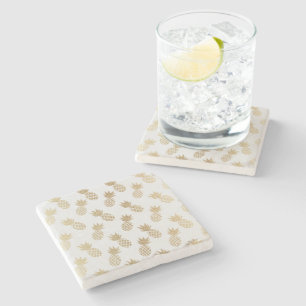 Gold Pineapple Pattern Stone Coaster