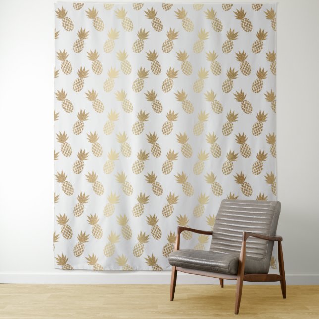 Gold Pineapple Pattern Tapestry (In Situ)