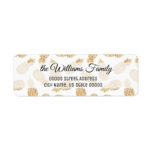 Gold Pineapple Personalised Return Adress