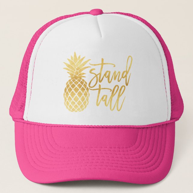 Gold Pineapple Stand Tall Trucker Hat (Front)