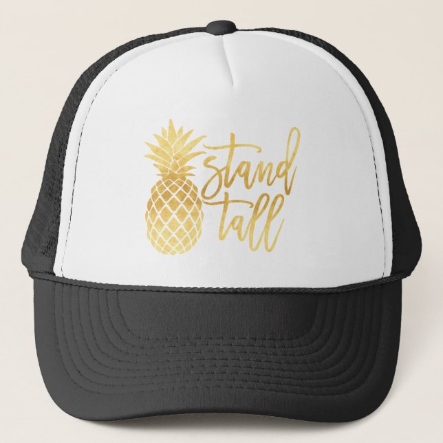 Gold Pineapple Stand Tall Trucker Hat (Front)