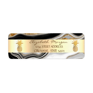 Gold Pineapple Stripe Black Fold Marble 