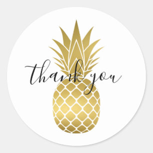 Gold Pineapple Thank You Classic Round Sticker