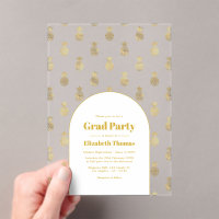 Gold Pineapple Transparent Graduation Party
