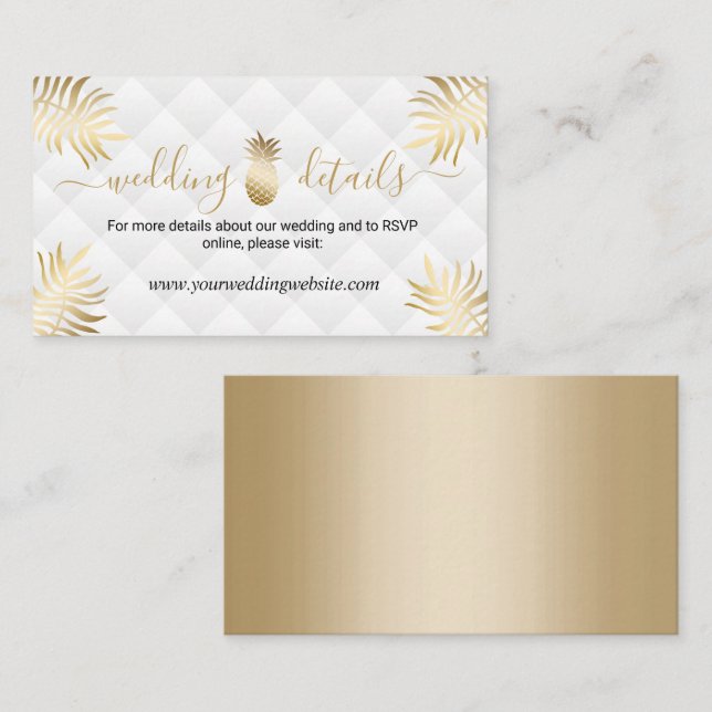 Gold Pineapple Wedding Details Website Enclosure Card (Front/Back)
