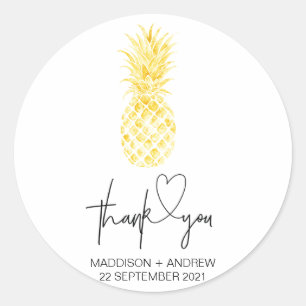 Gold Pineapple Wedding Engagement Thank You Favour Classic Round Sticker