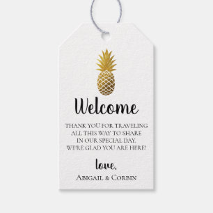 Gold Pineapple Wedding Welcome Bag Gift Tags